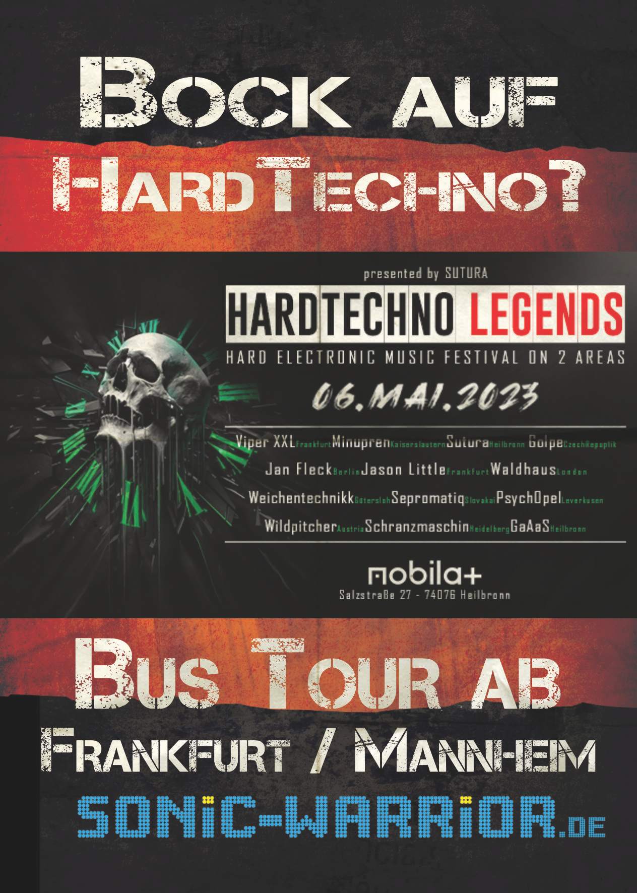 Bus Tour zur HardTechno Legends von Frankfurt über Mannheim - Página frontal