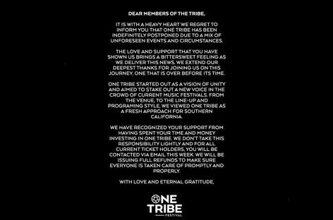 California's One Tribe Festival cancelled image