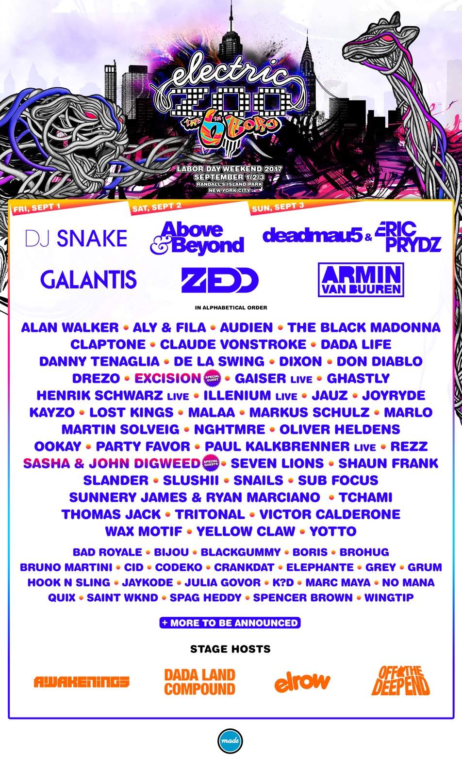 The Black Madonna, Dixon, Claude VonStroke added to Electric Zoo 2017 image