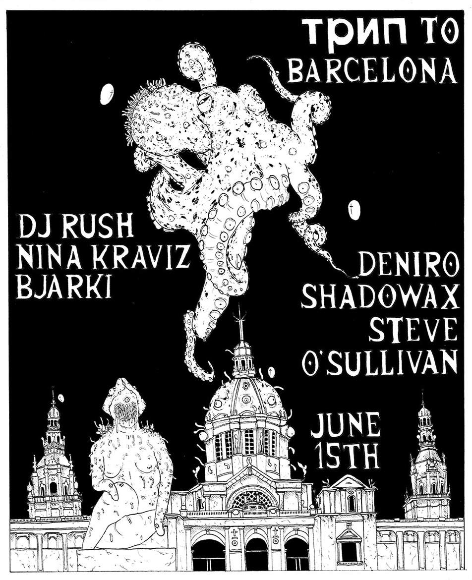 Nina Kraviz joined by DJ Rush, Bjarki at трип party in Barcelona image