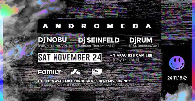 DJ Nobu, DJ Seinfeld, DjRUM announced for Brisbane's Andromeda Festival image