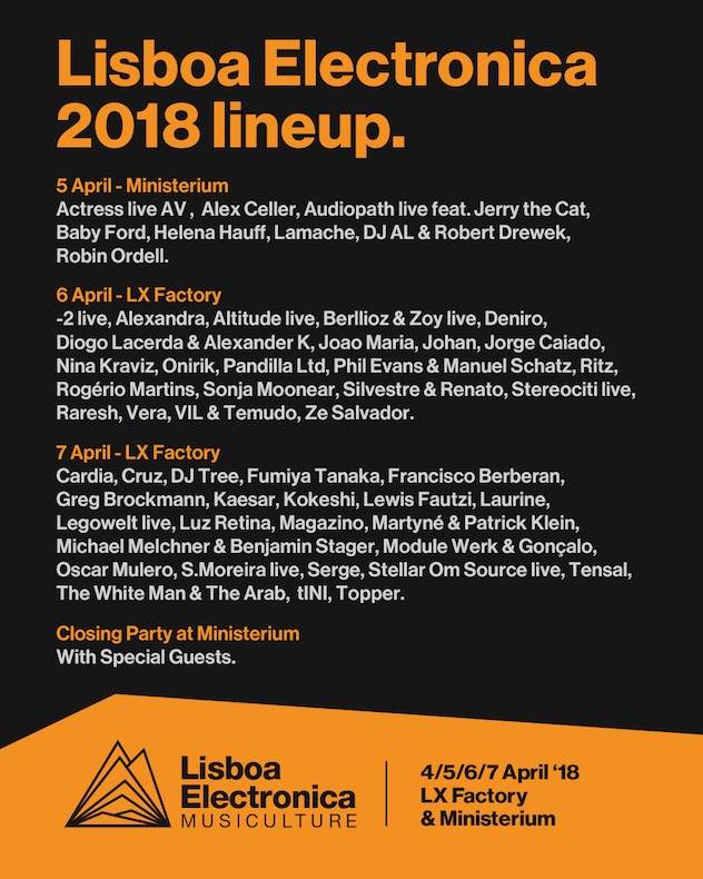Lisboa Electronica Musicultureが2018年のラインナップを発表 image