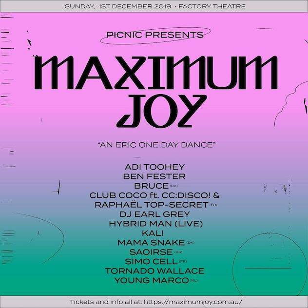 Young Marco, Saoirse, Bruce billed for Maximum Joy 2019 in Sydney image