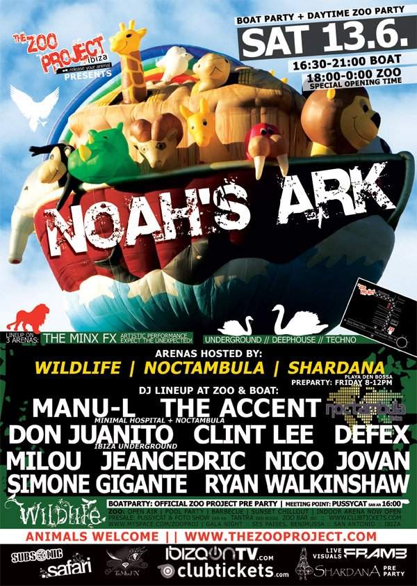 noahs Ark' Club Boat Opening & Daytime Zoo Party Boat San Antonio Ibiza