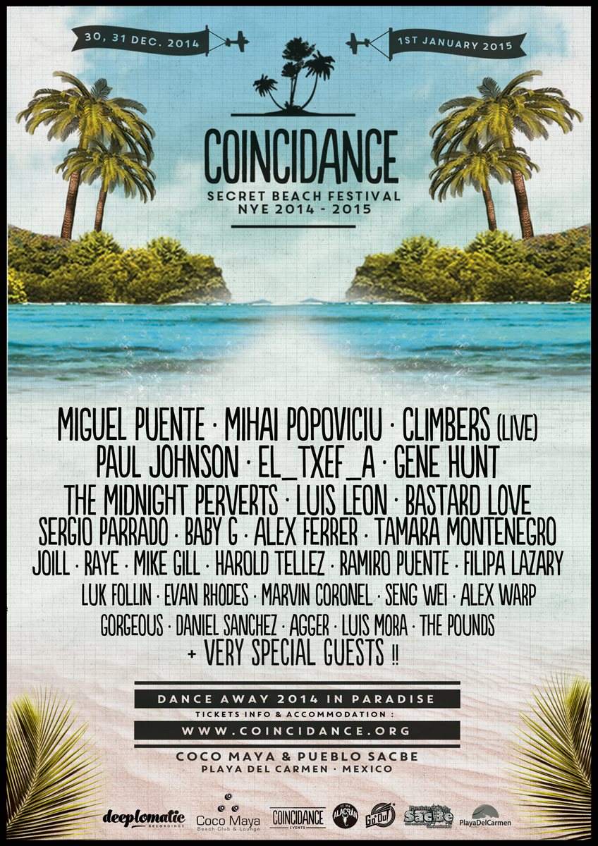 Coincidance Festival NYE Playa del Carmen - DEC 30 Night at Coco Maya Beach  Club & Lounge, Mexico