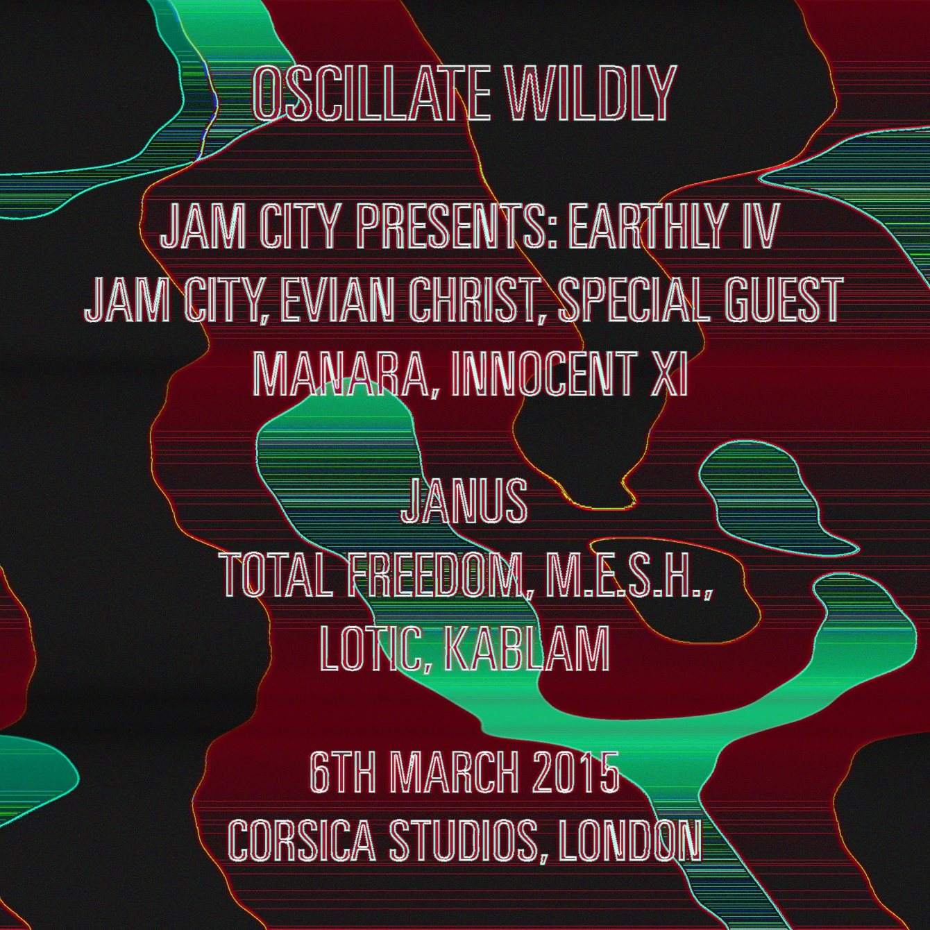 Oscillate Wildly & Jam City present: Earthly IV & Janus - Flyer back