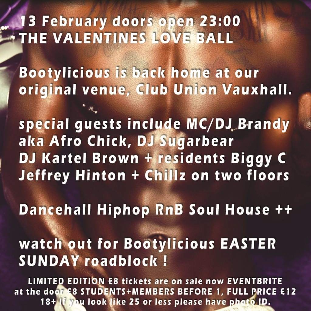 Bootylicious: a Bootycall for the Love Ball - Flyer back