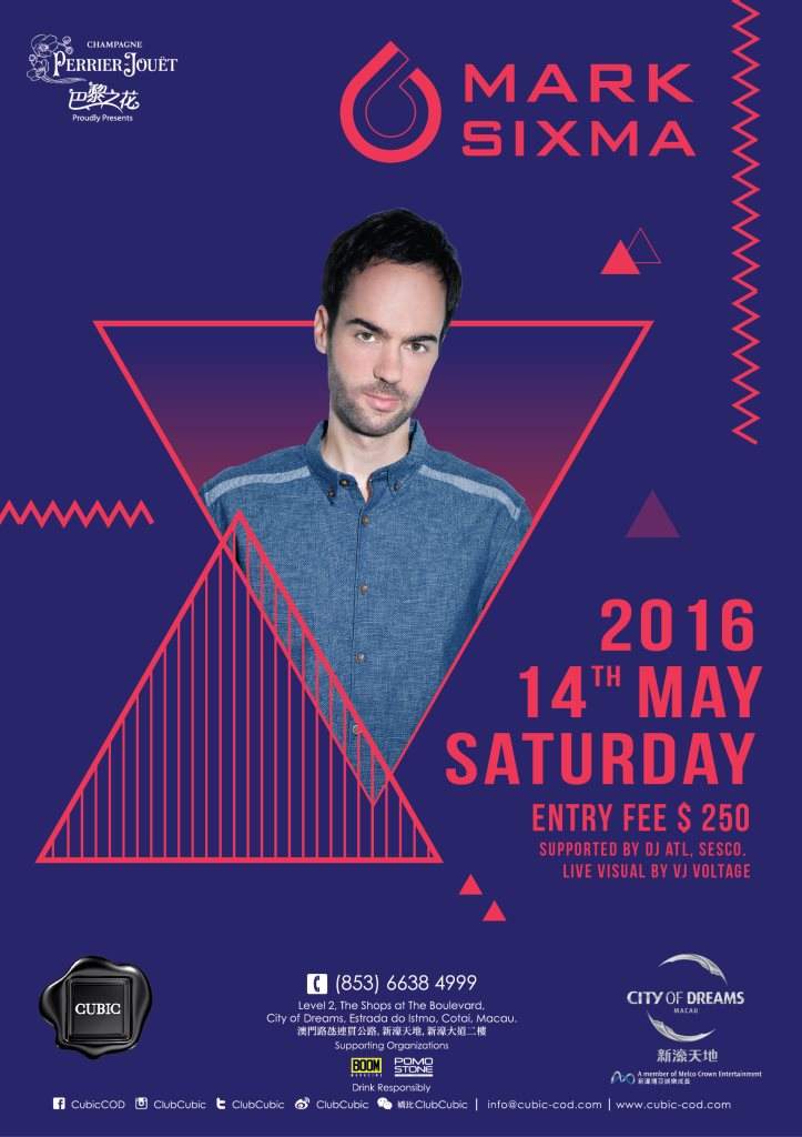 Club Cubic presents Mark Sixma at Cubic, Macau