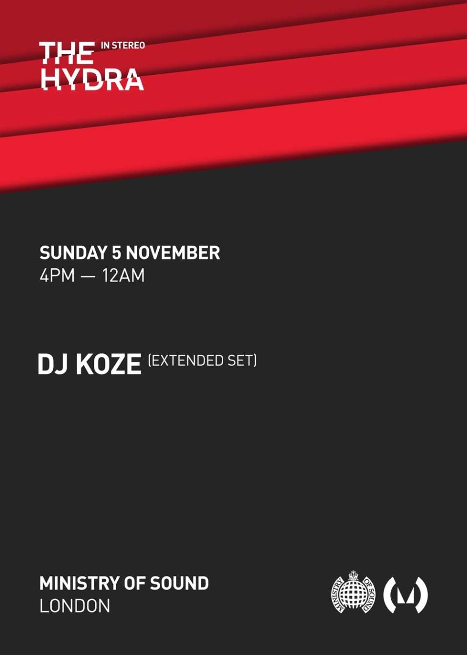 The Hydra: In Stereo - DJ Koze - Flyer front