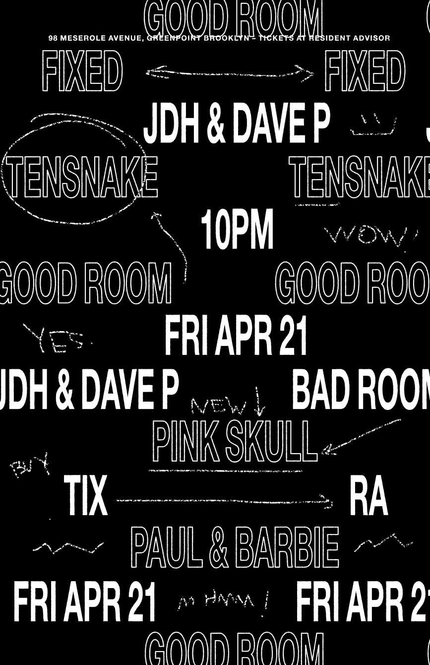 Fixed with Tensnake, JDH & Dave P, Pink Skull, Love Injection - Flyer front