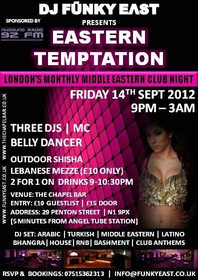 Eastern Temptation - Arabic Club Night at The Chapel Bar, London