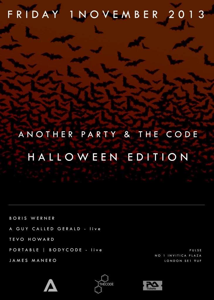Anotherparty & The Code: Boris Werner, A Guy Called Gerald, Tevo Howard, Bodycode, James Manero - Flyer front