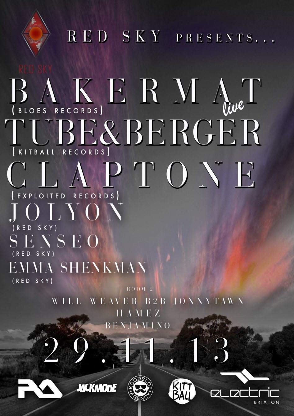 Red Sky presents: Bakermat Live + Tube & Berger + Claptone - Flyer back