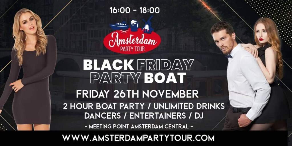 premie Atlas Herziening Black Friday Party Boat at Amsterdam Central Station, Amsterdam