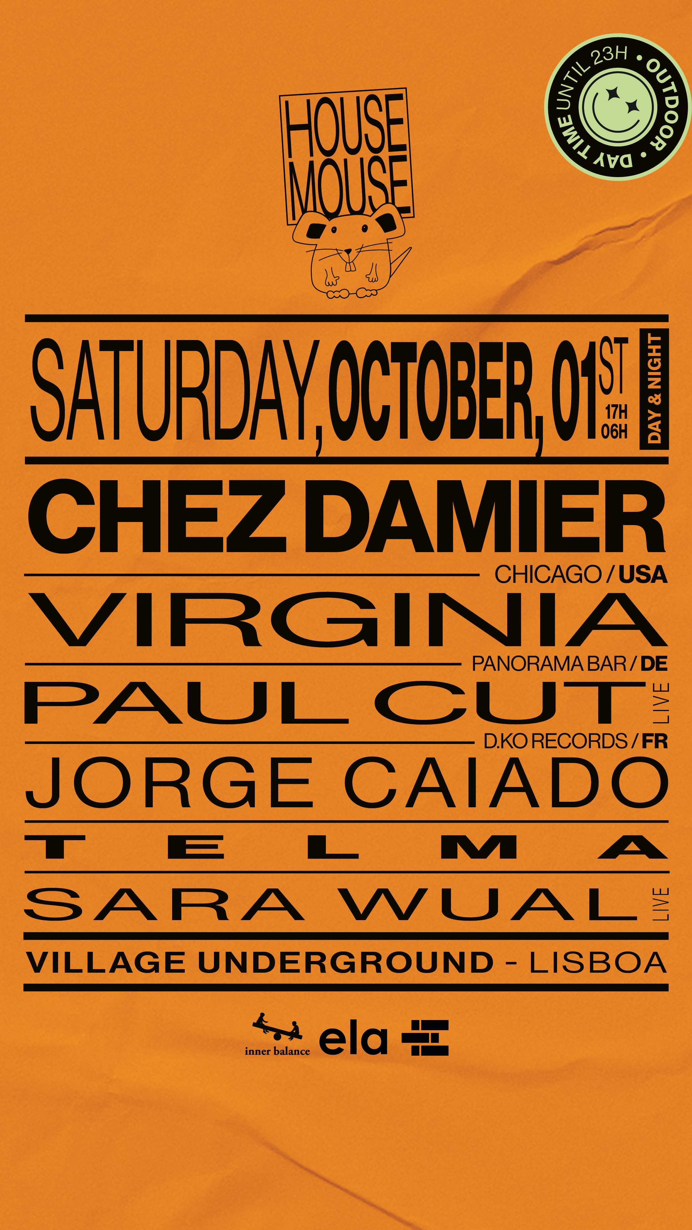 House Mouse with Chez Damier + Virginia (Day & Night) - Flyer front