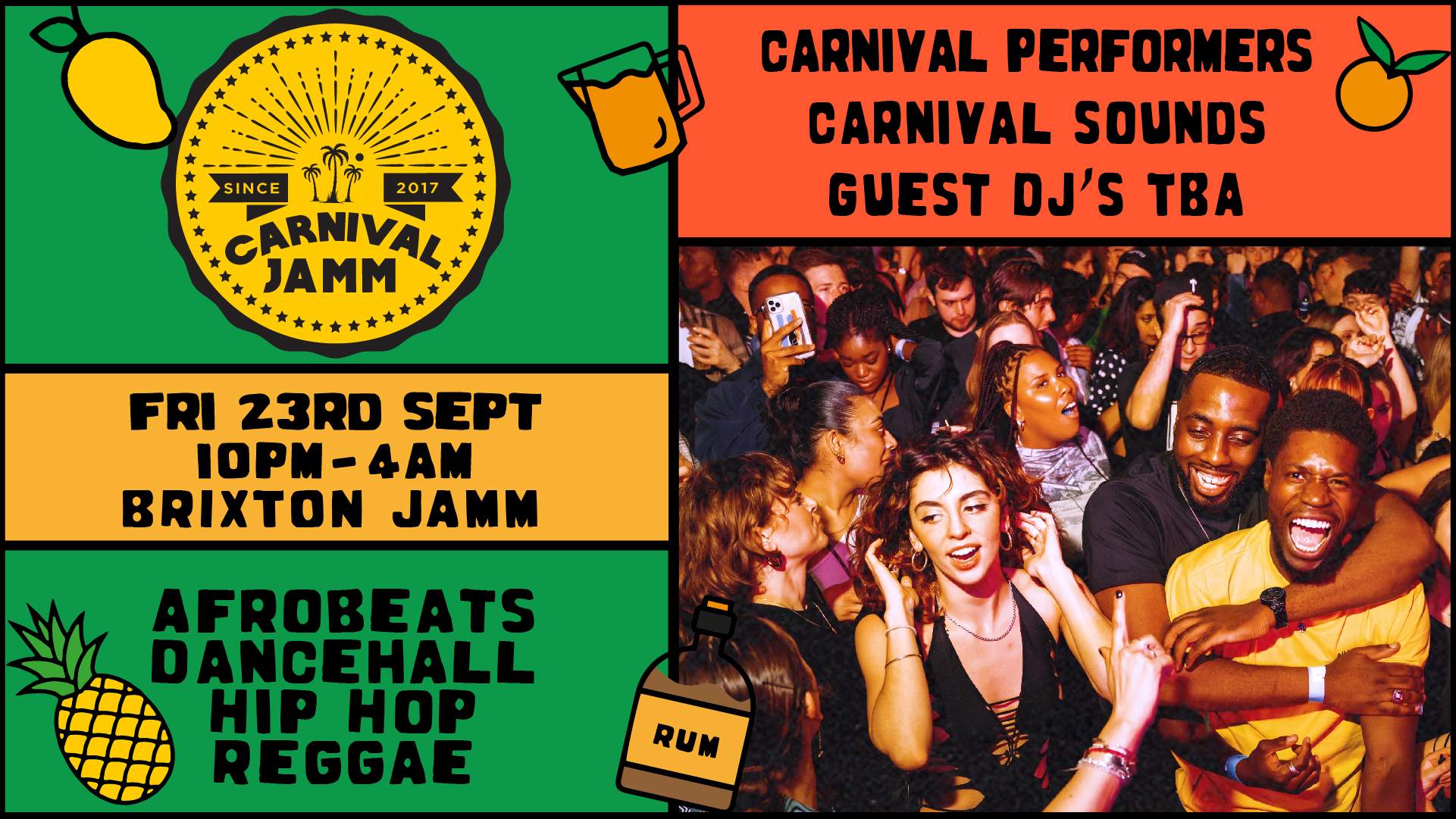 Jamm Summer Carnival: Afrobeats x Dancehall x Hip-Hop x Reggae - Flyer front