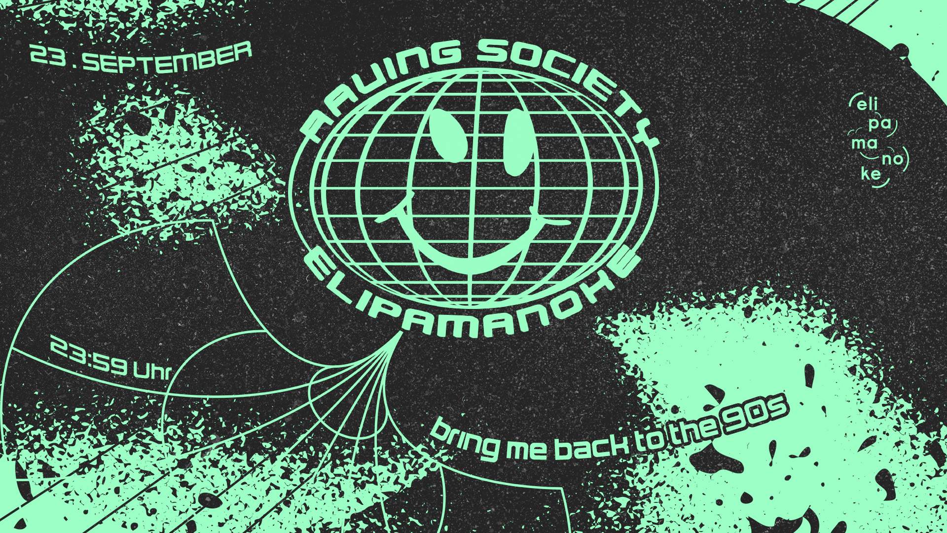 raving society - back to the 90s oldschool rave - Flyer front