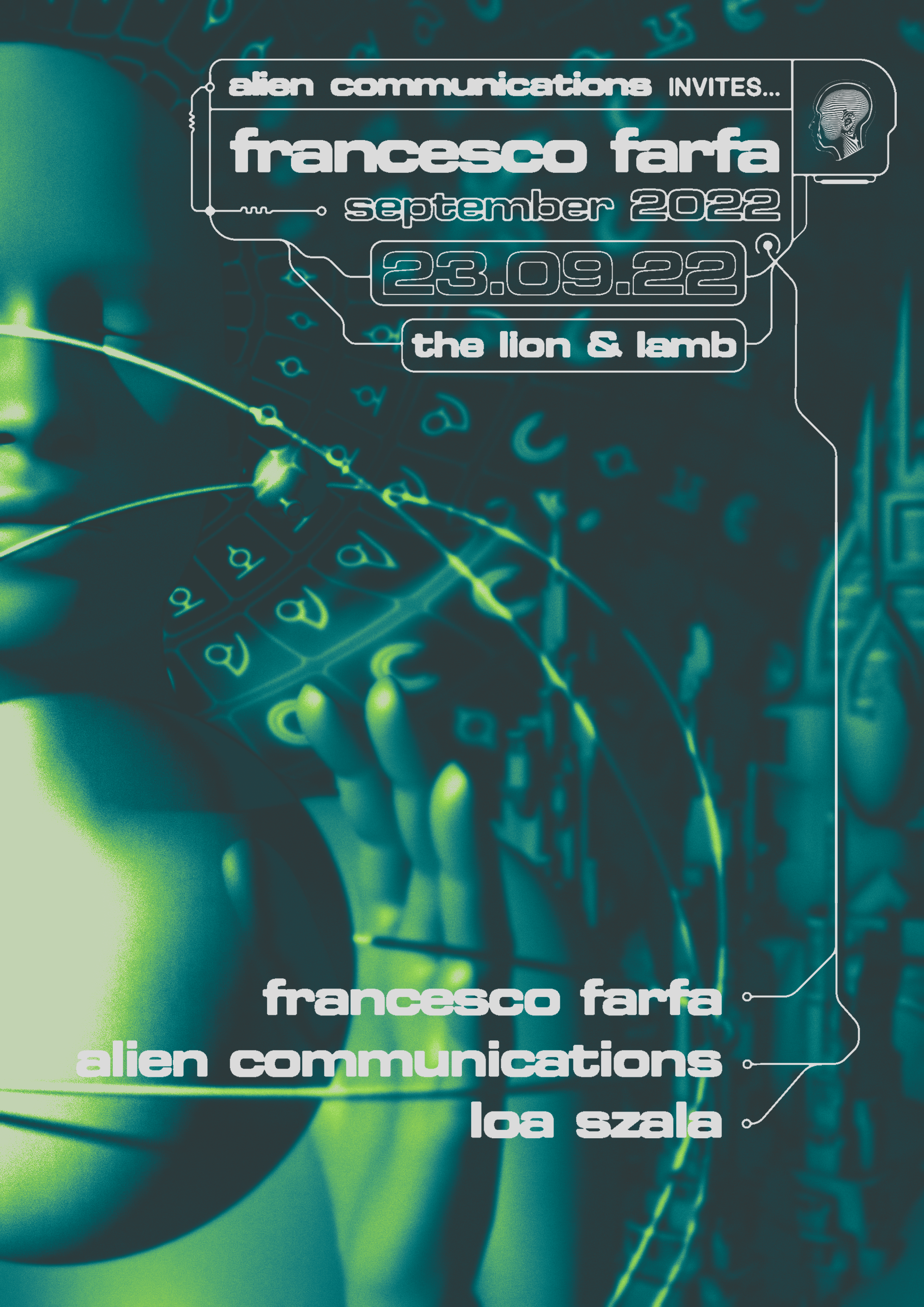 Alien Communications invites: Francesco Farfa - Flyer front