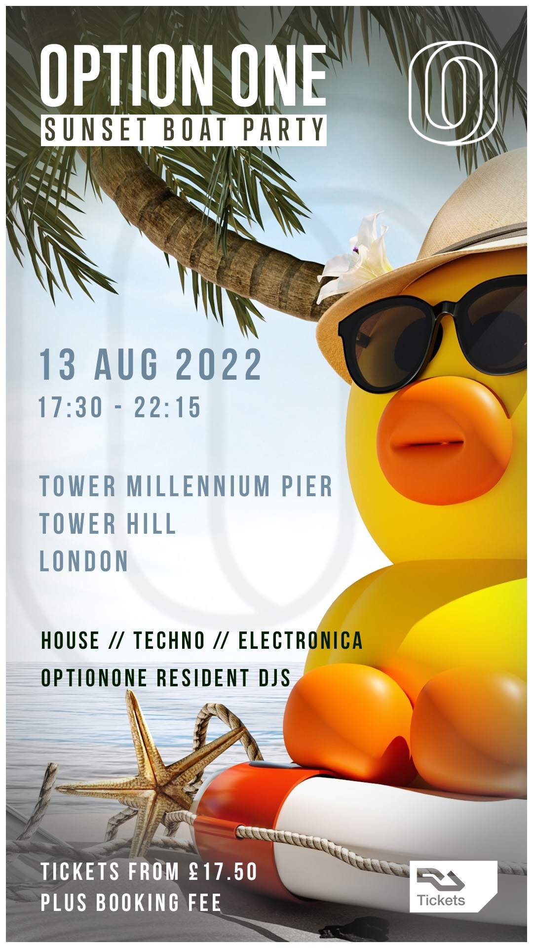 OptionOne On The Thames - Sunset Boat Party - Flyer front