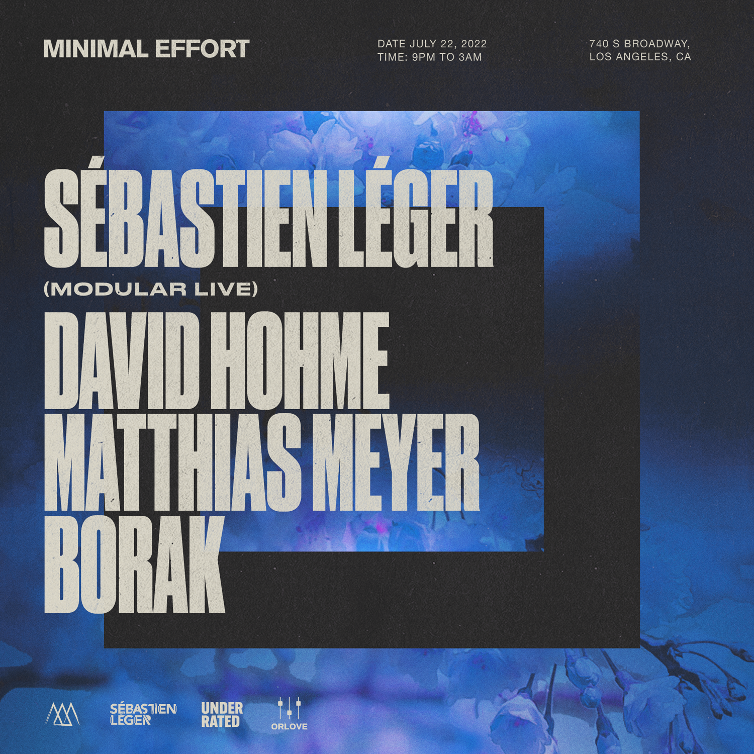 Minimal Effort: Sébastien Léger (Modular Live), David Hohme, Matthias Meyer, Borak - Flyer back