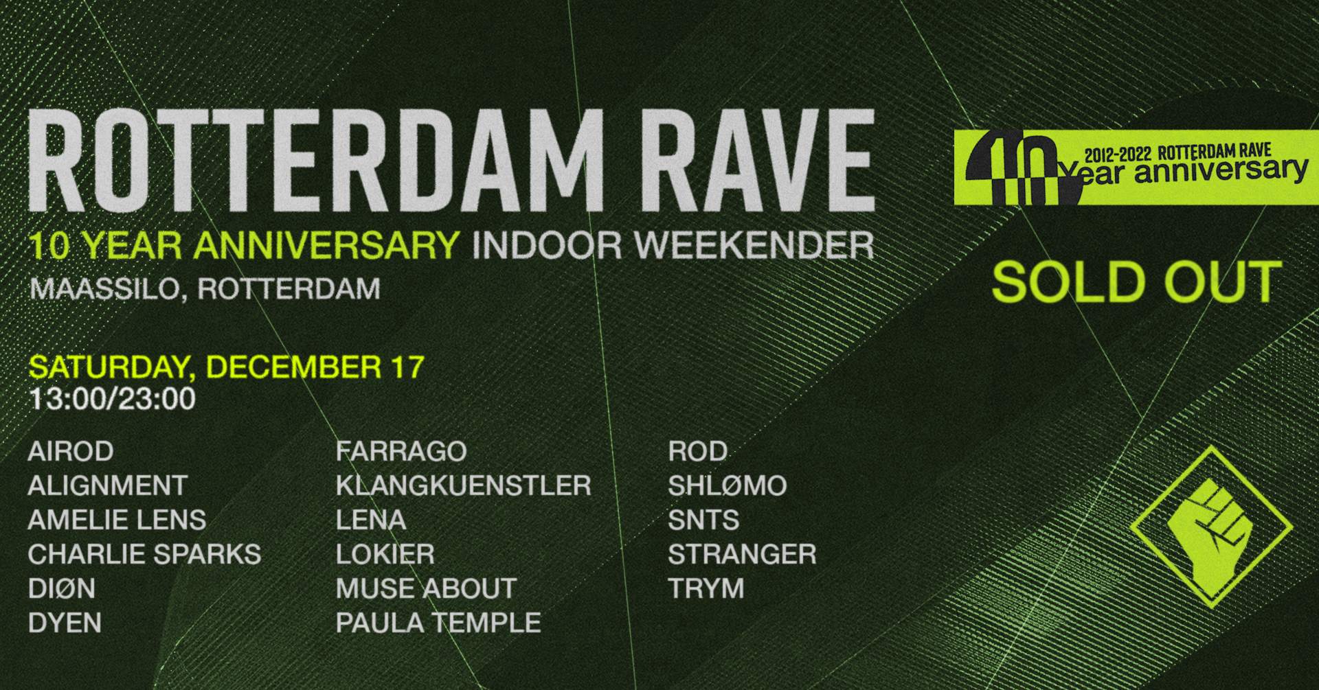 Rotterdam Rave '10 Year Anniversary' - Saturday - Flyer front