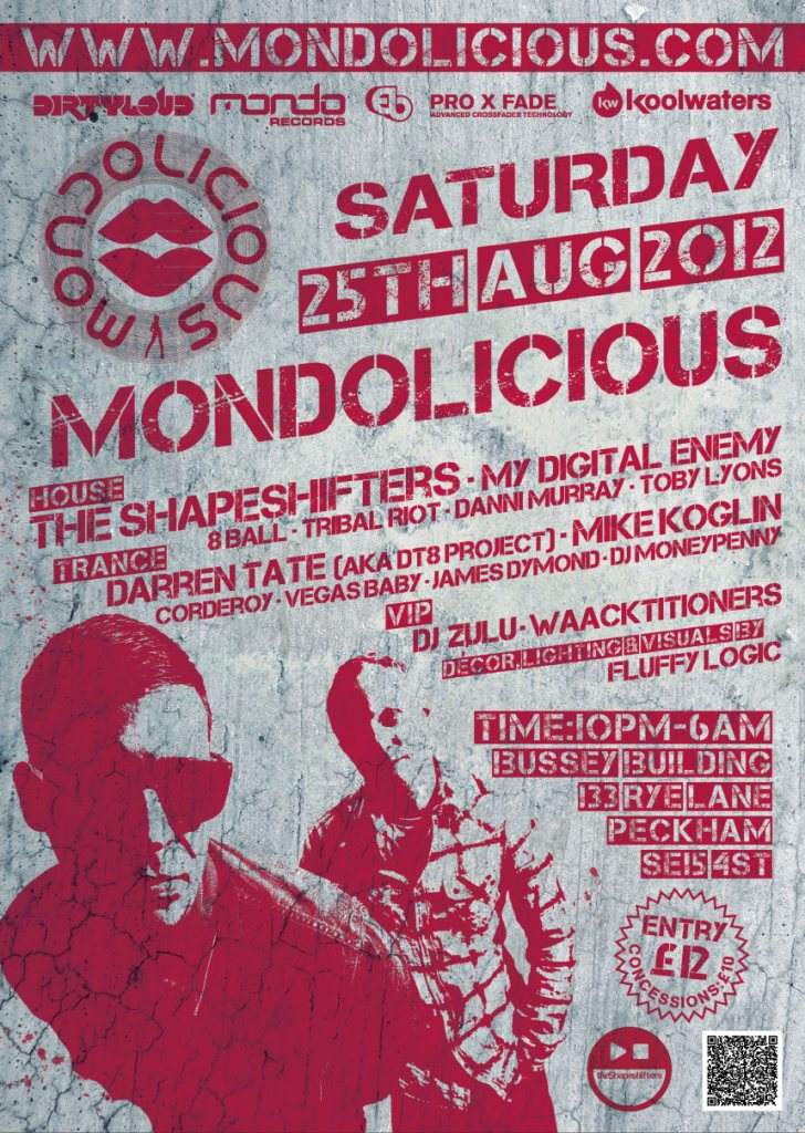 The Shapeshifters at Mondolicious - Flyer front
