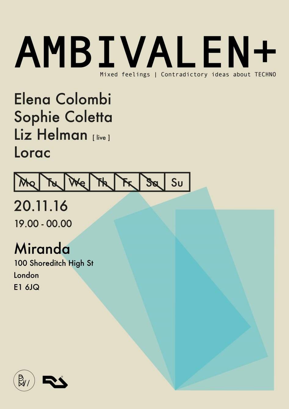 Ambivalen+ with Elena Colombi, Sophie Coletta, Liz Helman & Lorac - Flyer back