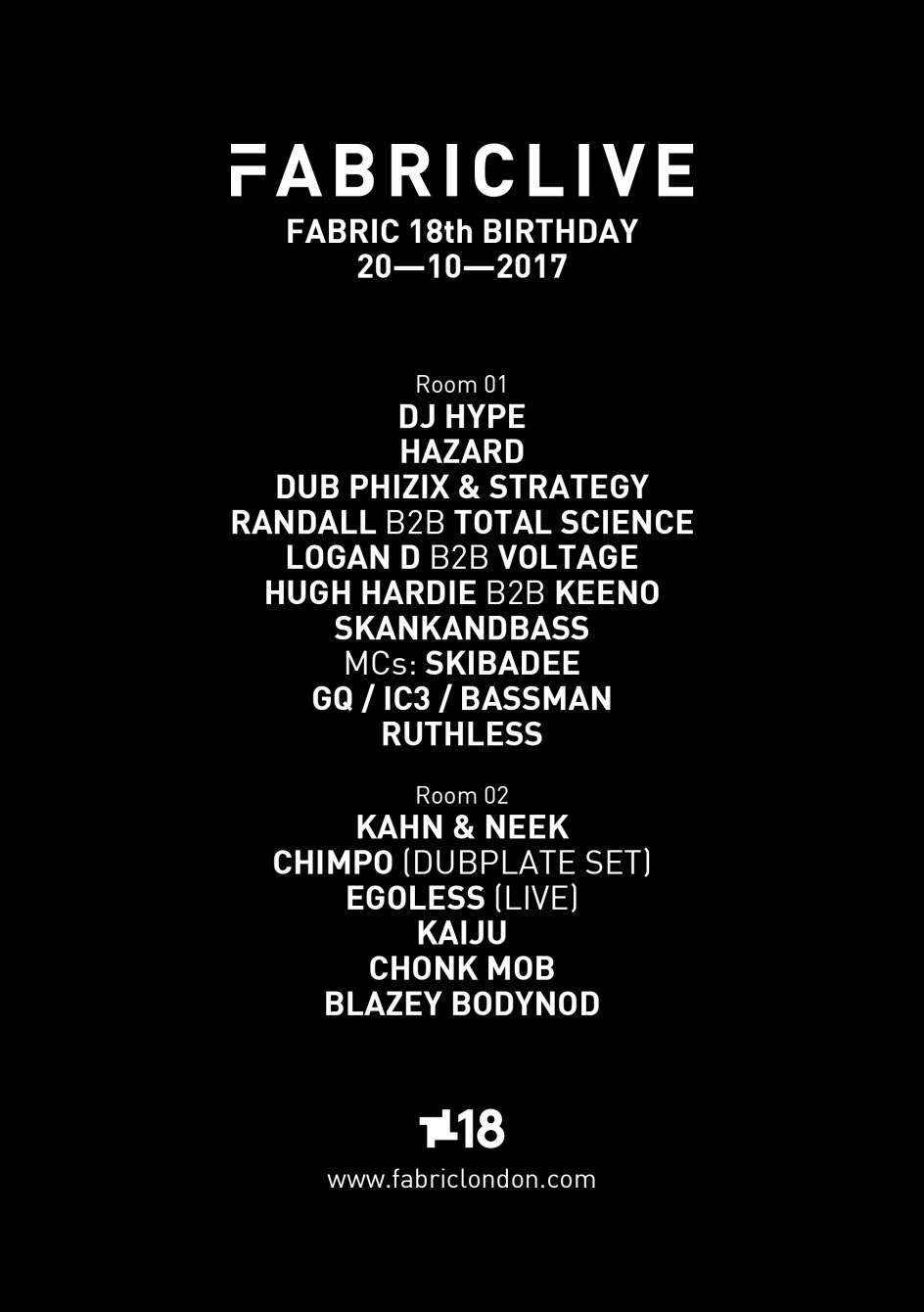 FABRICLIVE 18th Birthday Weekend - Flyer front