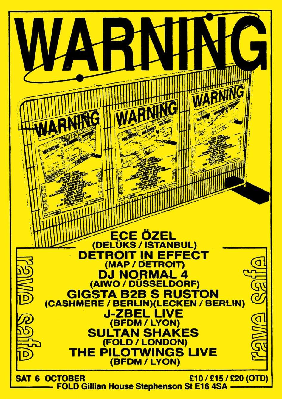 FOLD presents: Warning with D.I.E. / DJ Normal 4 / The Pilotwings (Live) / J-Zbel (Live) - Flyer front