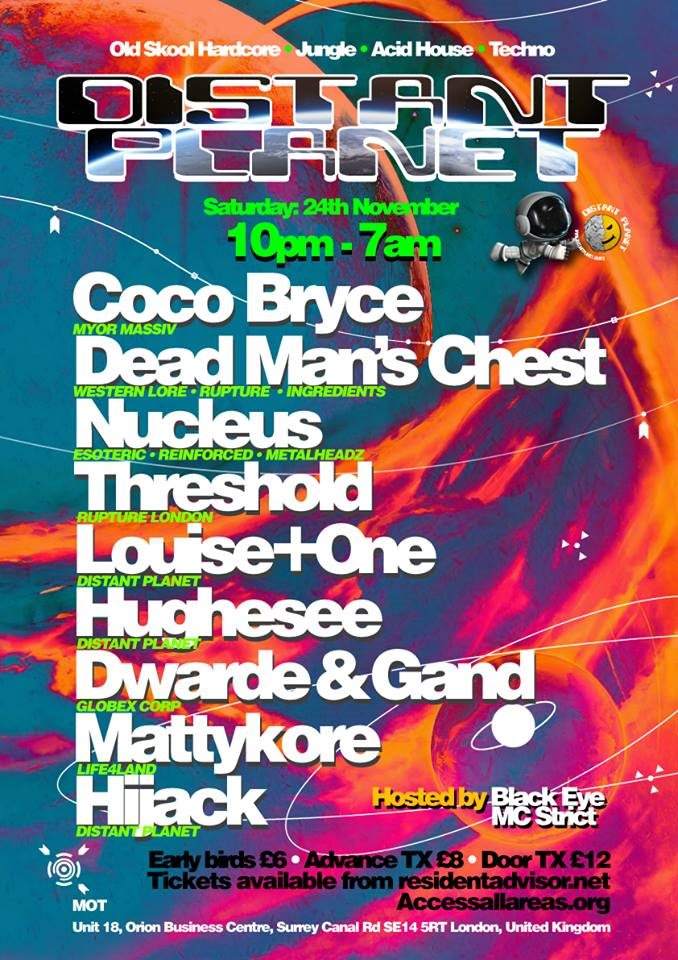 Distant Planet - Acid House, Old Skool, Rave and Jungle - Flyer front