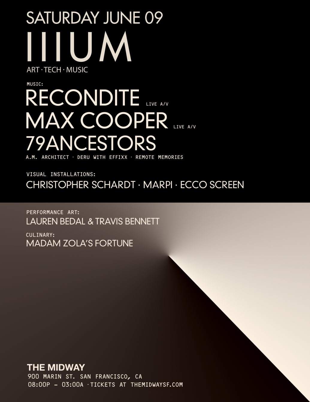 Illum with Max Cooper (Live) & Recondite (Live) - Flyer front