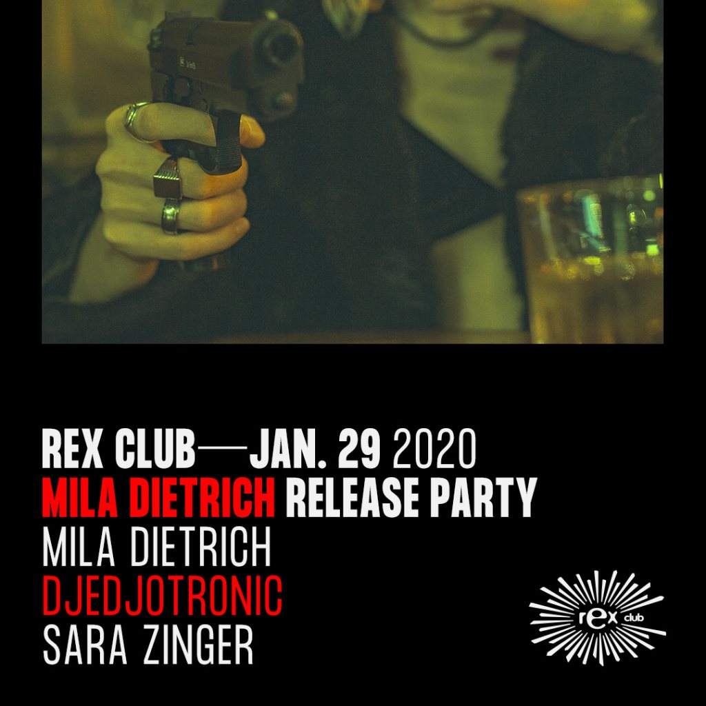Mila Dietrich Release Party: Djedjotronic, Sara Zinger, Mila Dietrich - Flyer front
