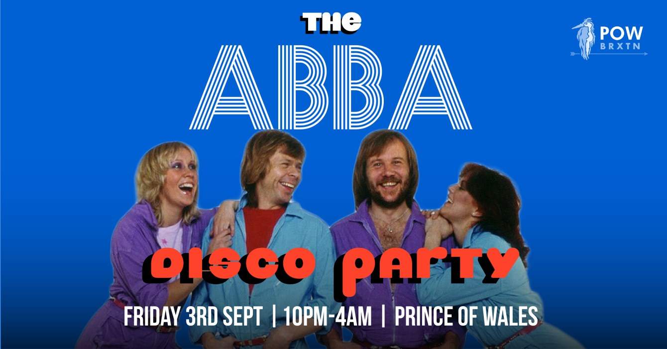 Abba Disco Party - The Prince of Wales, Brixton - Flyer front