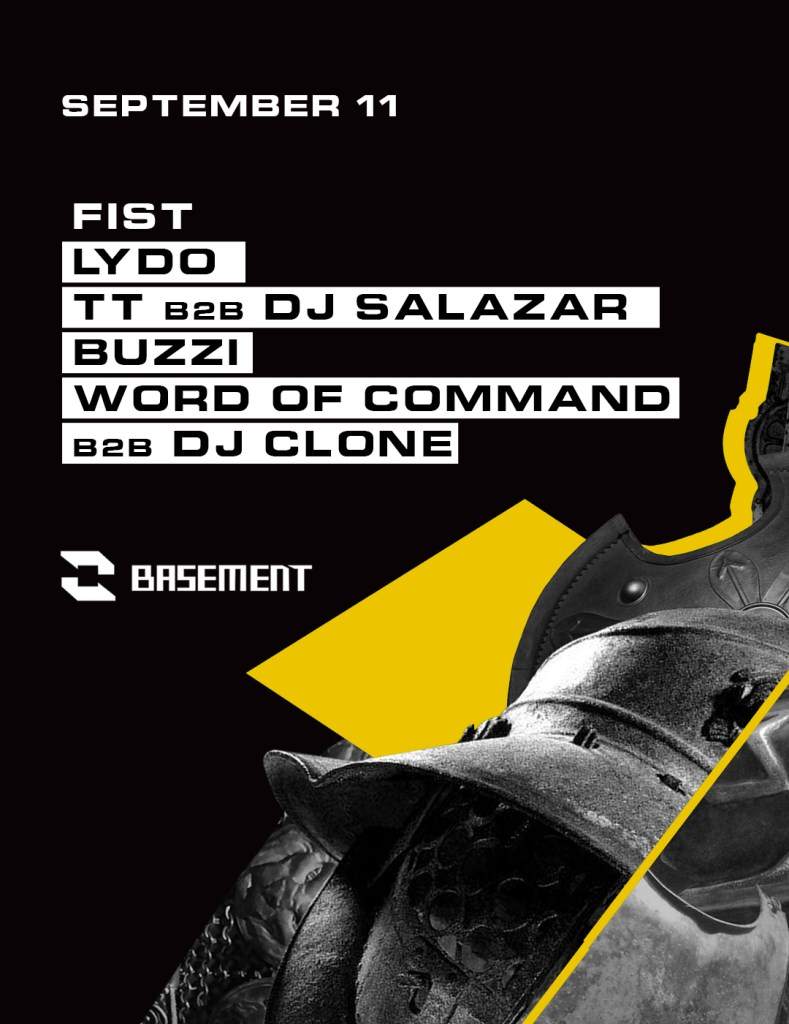 Fist: Lydo / TT b2b DJ Salazar / Buzzi / Word of Command b2b DJ Clone - Flyer front