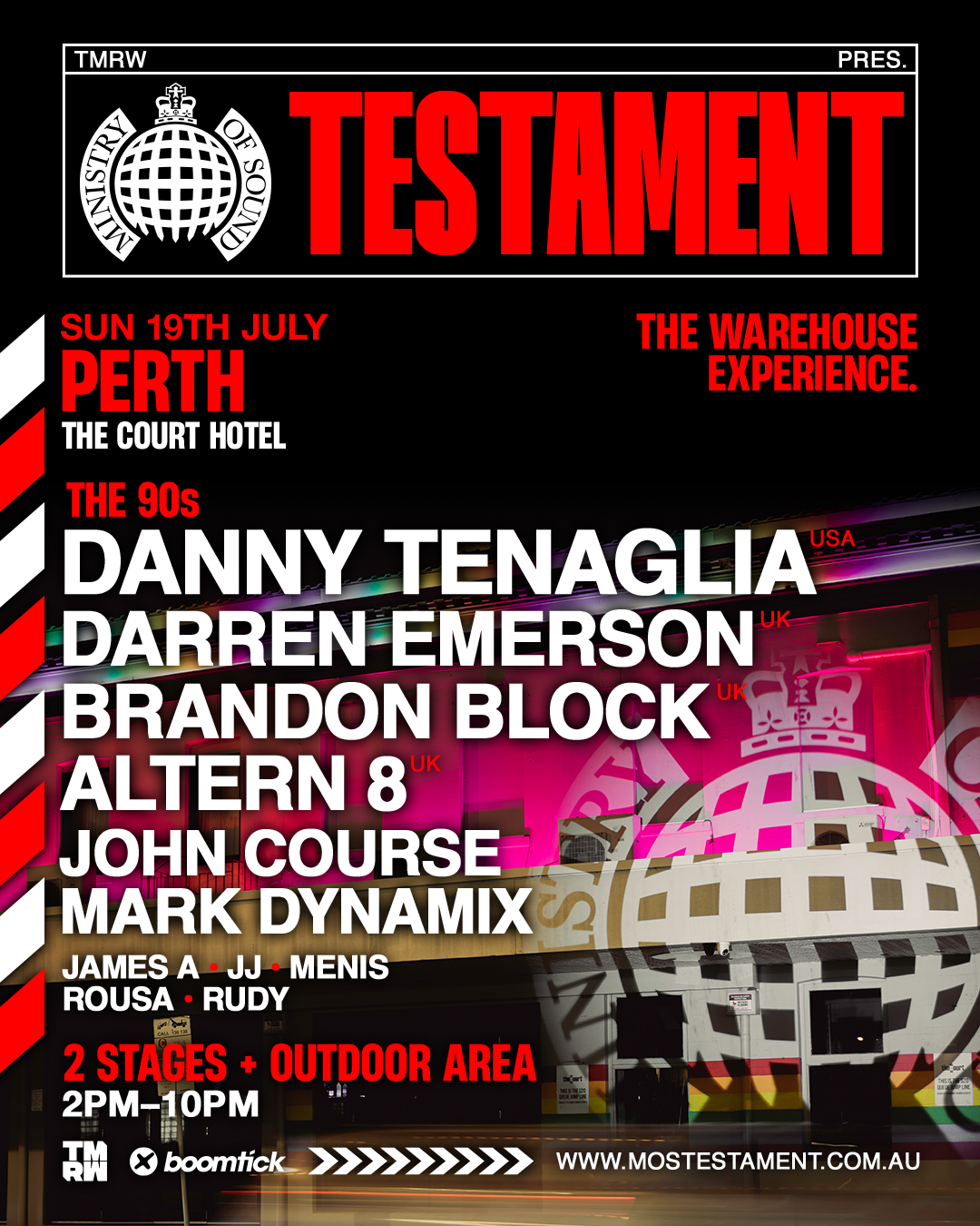Ministry of Sound Testament • Perth 90s Session poster