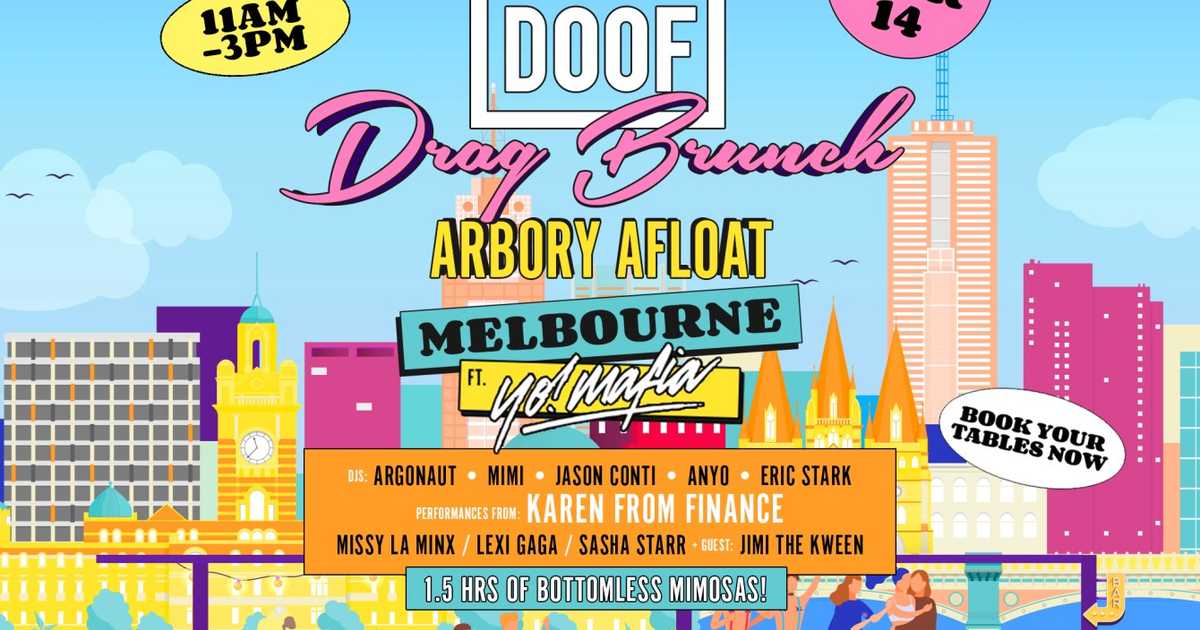 Poof Doof Melbourne: Drag Brunch em Arbory Afloat, Melbourne