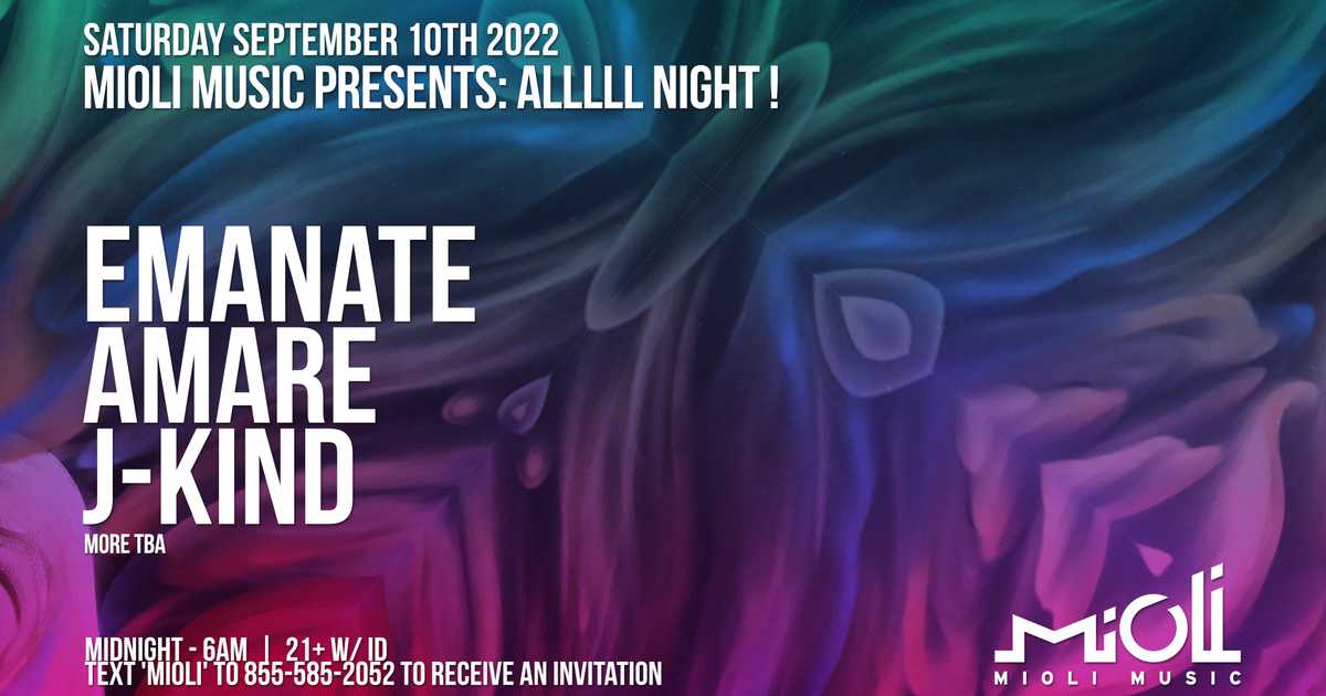 Mioli Music presents: All Night bij TBA - San Francisco, San Francisco ...