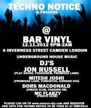Techno Notice bei Bar Vinyl, London